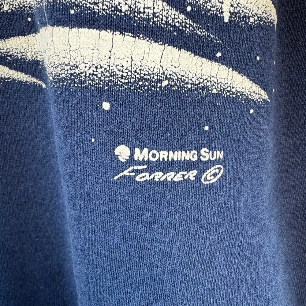 VTG Morning Sun Blue Collared Sweatshirt Grandma Winter Forest Forrer Size XL